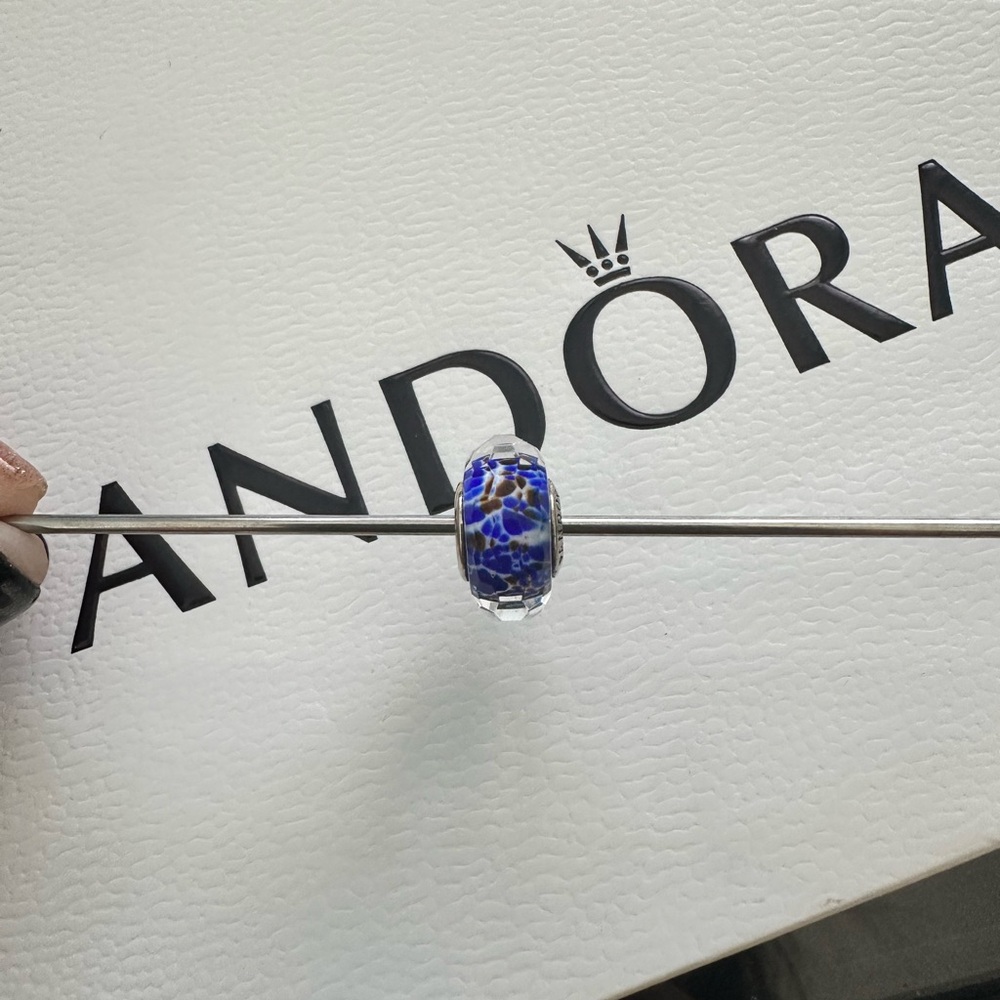 Authentic Pandora Blue Ocean Murano Charm Retired Hard to Find